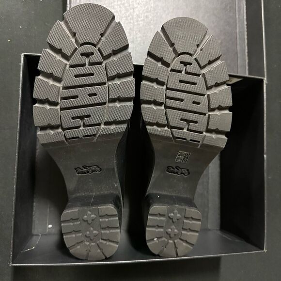 New Coach Colleen Black Leather Platform Loafers 9 - Picture 6 of 7